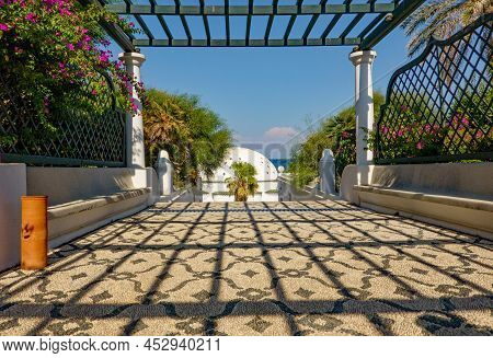 Kallithea, Greece 02 October, 2021, Entrance To The Kallithea Spring, Termal Baths On Rhodes Island,