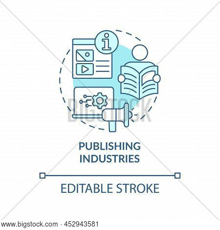 Publishing Industries Turquoise Concept Icon. Info Sector Component Abstract Idea Thin Line Illustra