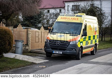 Ostrava, Czech Republic - January 23, 2021: Brand New Mercedes-benz Sprinter Ambulance Car Parked On
