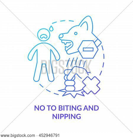 No To Biting And Nipping Blue Gradient Concept Icon. Training Dog Tip Abstract Idea Thin Line Illust