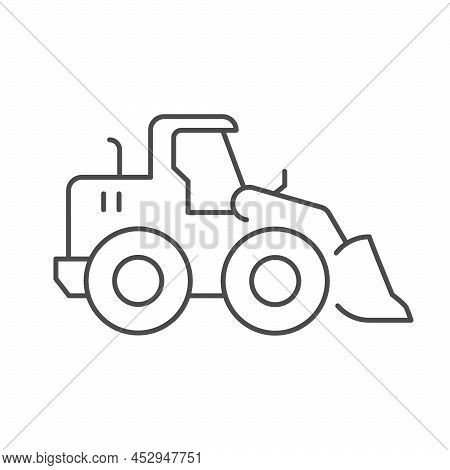 Front Loader Line Outline Icon Isolated On White