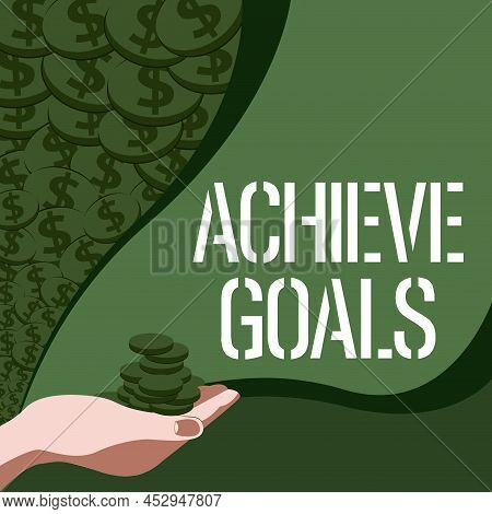 Text Caption Presenting Achieve Goals. Business Approach Results Oriented Reach Target Effective Pla