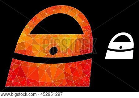 Low-poly Shopping Bag Icon With Flame Colorful Gradient. Triangulated Fire Colorful Shopping Bag Pol