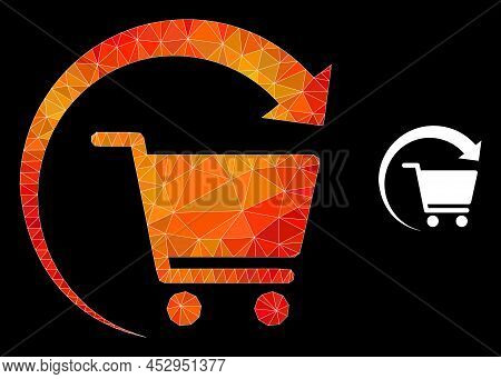 Low-poly Repeat Shopping Order Icon With Fire Colorful Gradient. Triangulated Flame Colorful Repeat 
