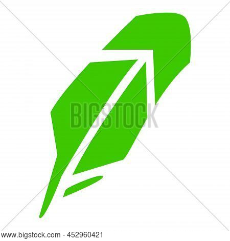 Robinhood Cryptocurrency Stock Market Logo Isolated On White Background. Crypto Stock Exchange Symbo