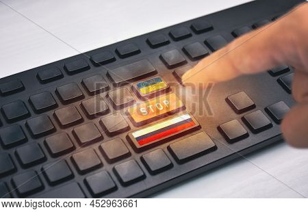 Stop Button On A Computer Keyboard, Please Stop The Sweltering War Of Russia And Ukraine