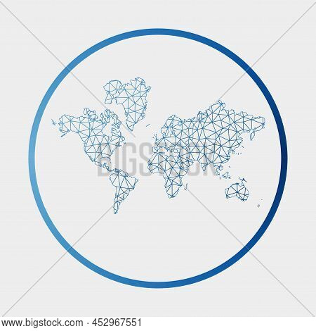 The World Icon. Network Map Of The World. Round The World Sign With Gradient Ring. Technology, Inter