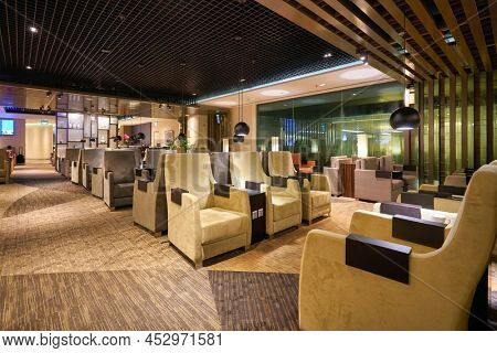 SINGAPORE - CIRCA JANUARY, 2020: interior shot of Dnata Lounge in Singapore Changi Airport.