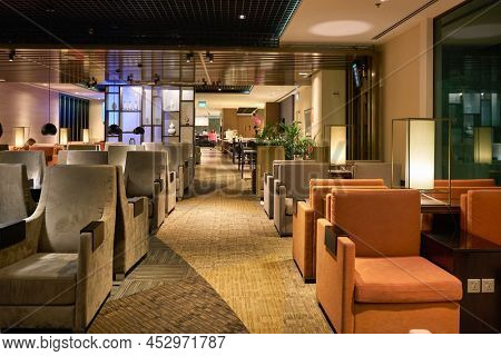 SINGAPORE - CIRCA JANUARY, 2020: interior shot of Dnata Lounge in Singapore Changi Airport.