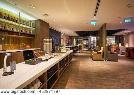 SINGAPORE - CIRCA JANUARY, 2020: interior shot of Dnata Lounge in Singapore Changi Airport.