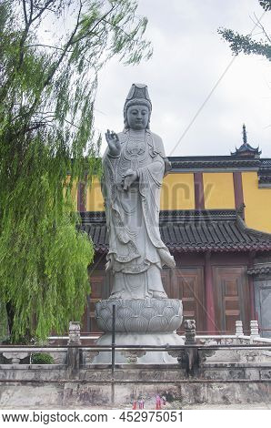 The Goddess Of Mercy, Guanyin, Statue Within The Jinshan Temple Scenic Area In Zhenjiang China, Jian