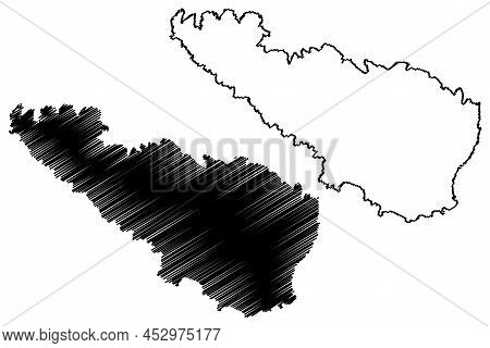 Tinos Island (hellenic Republic, Greece, Cyclades Archipelago) Map Vector Illustration, Scribble Ske