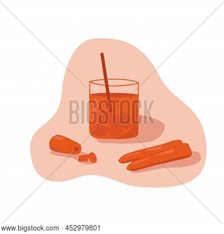 Carrot Juice Illustration For Print Industry, Packaging Design, Vitamin Fresh Menu. Vector Stock Ill