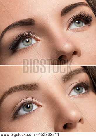 Face Comparison After Eyelash Extension And Eyebrow Correction