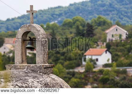 View Of Cemetery Of Selca On The Island Of Hvar In Croatia.