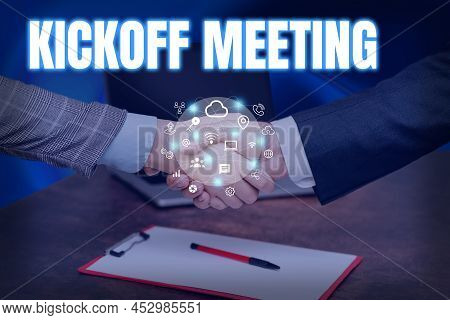 Conceptual Caption Kickoff Meeting. Business Concept Special Discussion On The Legalities Involved I