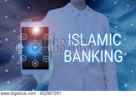Text Showing Inspiration Islamic Banking. Word For Banking System Based On The Principles Of Islamic