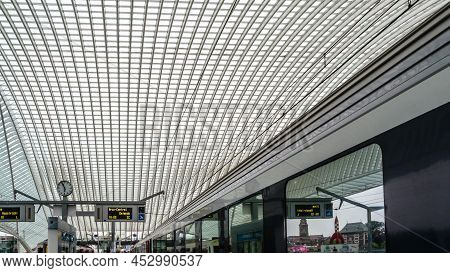 Liege, Belgium - August 22, 2013: View Of The Modern Liege-guillemins Railway Station Designed By Th