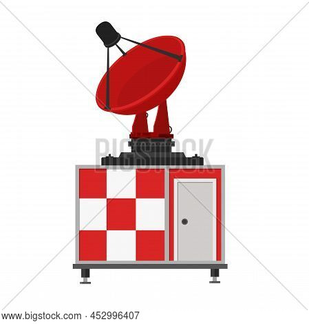 Ground Satellite Station In Trendy Flat Design Isolated Vector On White Background, Communication Eq