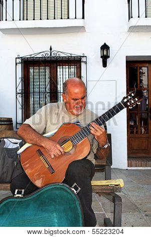 Street musician, Frigiliana, Spain.