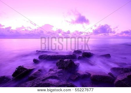 long exposure of sea and rocks