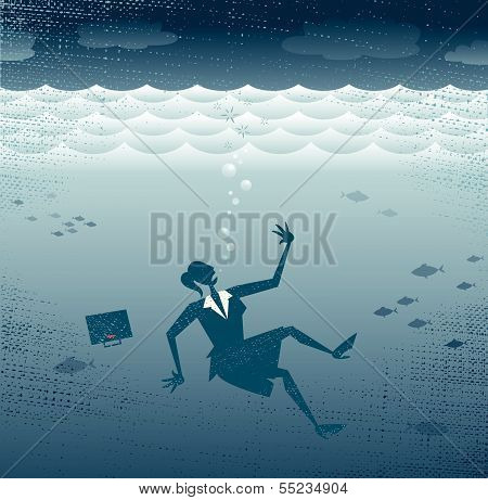 Abstract Businesswoman Drowning