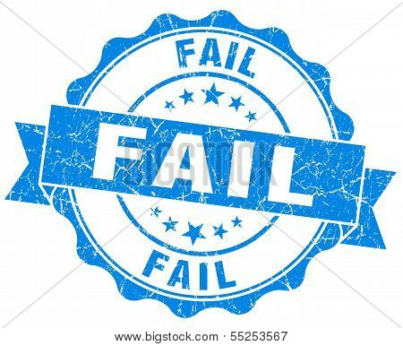 Fail Blue Vintage Seal Isolated On White