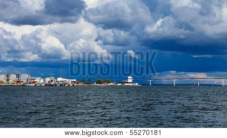Oresundsbron. Oresund Bridge Link Denmark Sweden Baltic Sea.