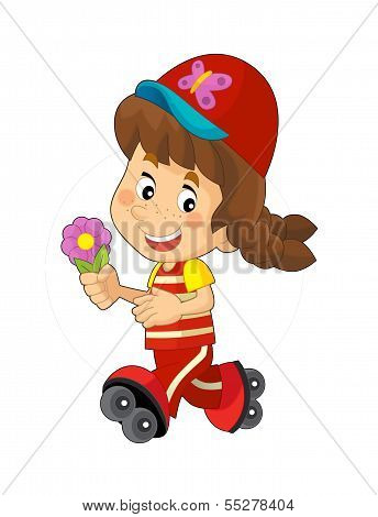 Cartoon child having fun - illustration for the children