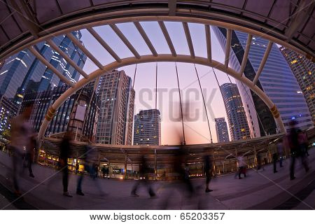 People Walking In Urban Landscape