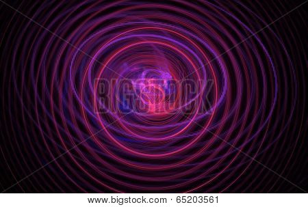 Endless azure fractal spiral woven from thin strings based on the dark. Fractal art graphics.