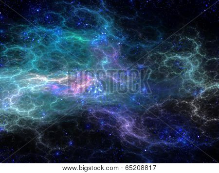 Translucent fantastic starry space nebula. Fractal art graphics