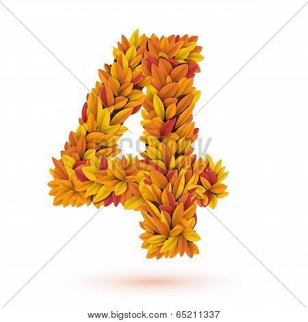 Autunm fall bright orange leaves number