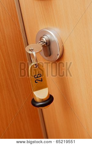 Key in the lock of a door