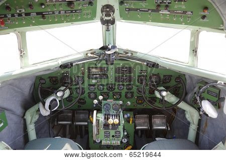 Cockpit of an old airplane