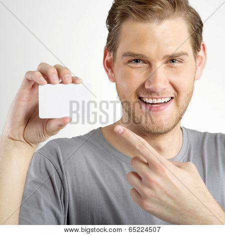 Man Holding Card