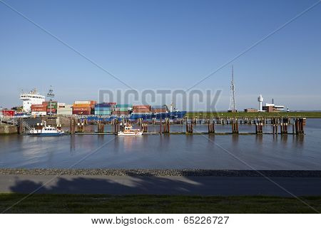 Brunsbuettel - Container Vessel At Departure Of Lockage