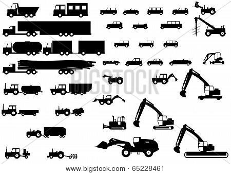 Silhouettes of vehicles