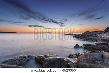 Sunset Over Algajola Beach In Corsica