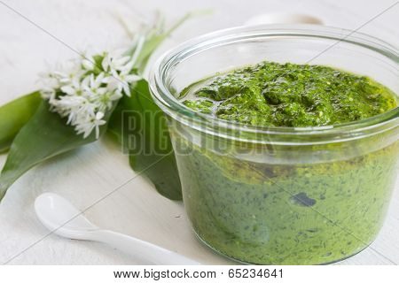 Pesto With Wild Garlic In A Jar