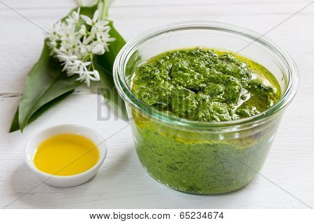 Pesto With Wild Garlic In A Jar