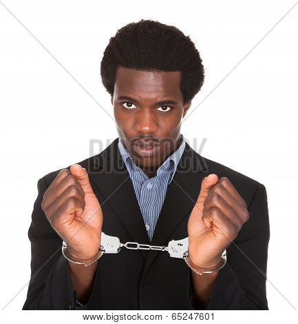 Arrested Man With Handcuffed Hands