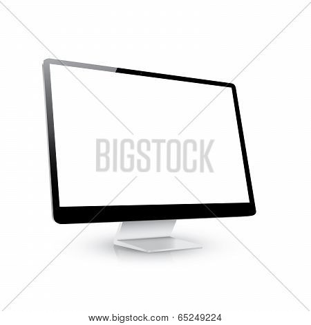 Vector computer display side view isolated white background