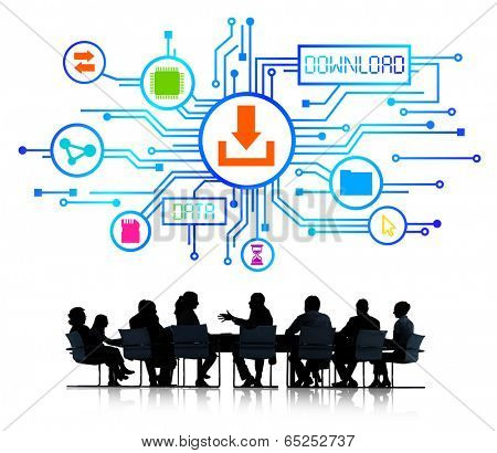 Group of Business People Discussing Data Transfer
