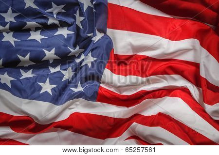 rumpled american flag close up