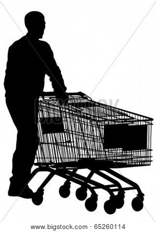 Working out of store with a cart on a white background