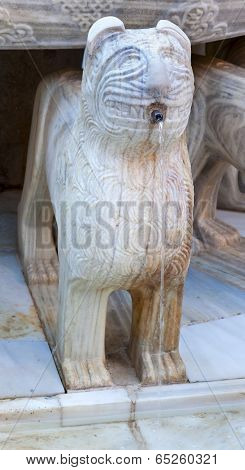 Alhambra Moorish Courtyard Lions Fountain Statue Granada Andalusia Spain