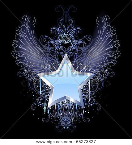 Blue Star On A Dark Background