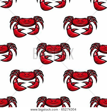 Seamless pattern of a red marine crab