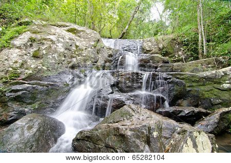 Waterfall In Rain Forest ,thailand.